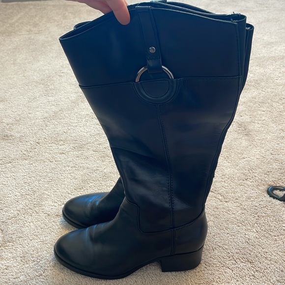 Wide calf black leather boots - Picture 3 of 6